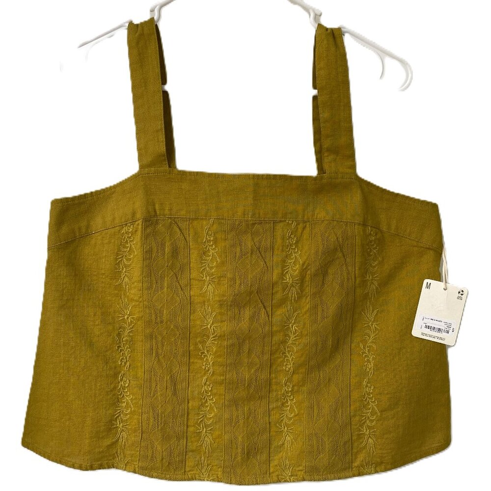 a.n.a. embroidered tank top olive NWT Size M